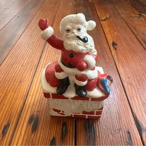 Vintage 1960s Atlantic Mold Santa Claus on the chimney figurine  6”